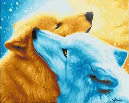 Wolf affection Diy oil painting by numbers animals wall decor canvas picture for living room Modular coloring paint by number craft