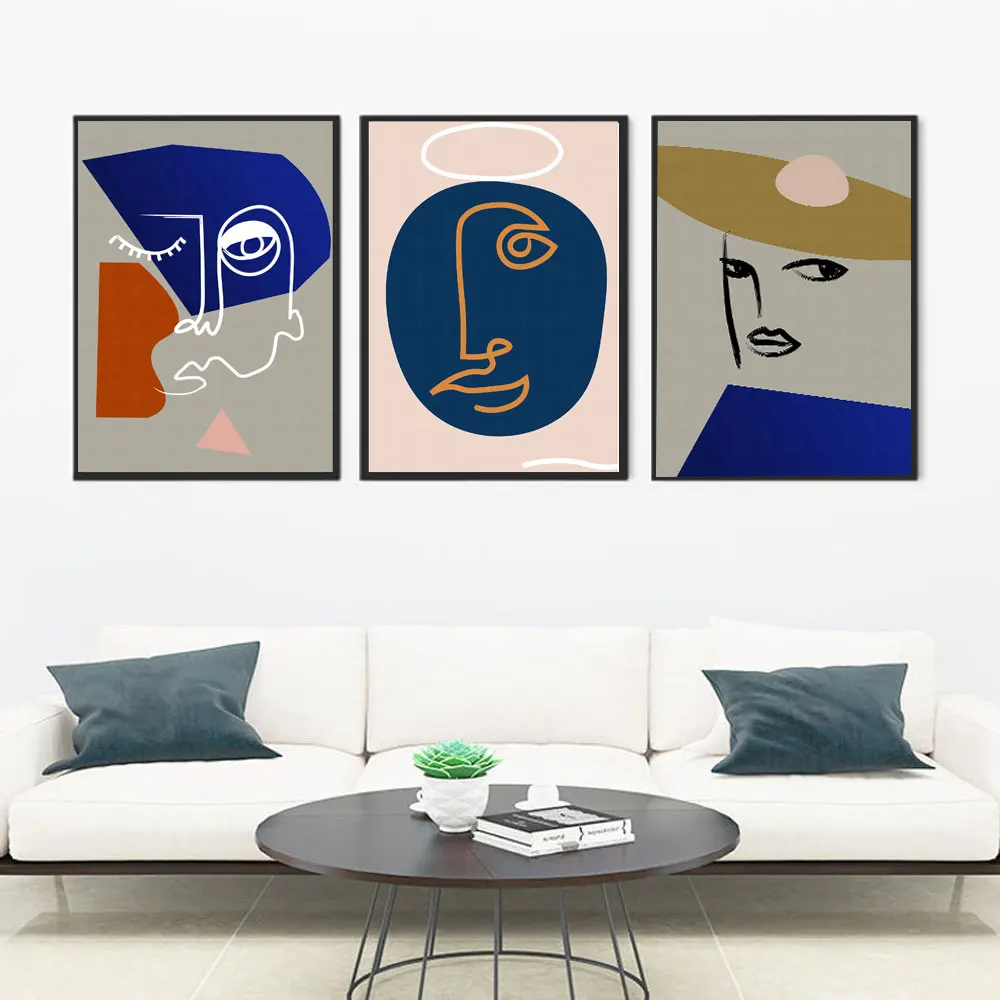 Abstract Face Canvas Poster Nordic Minimalist Art Prints Wall Home Decor