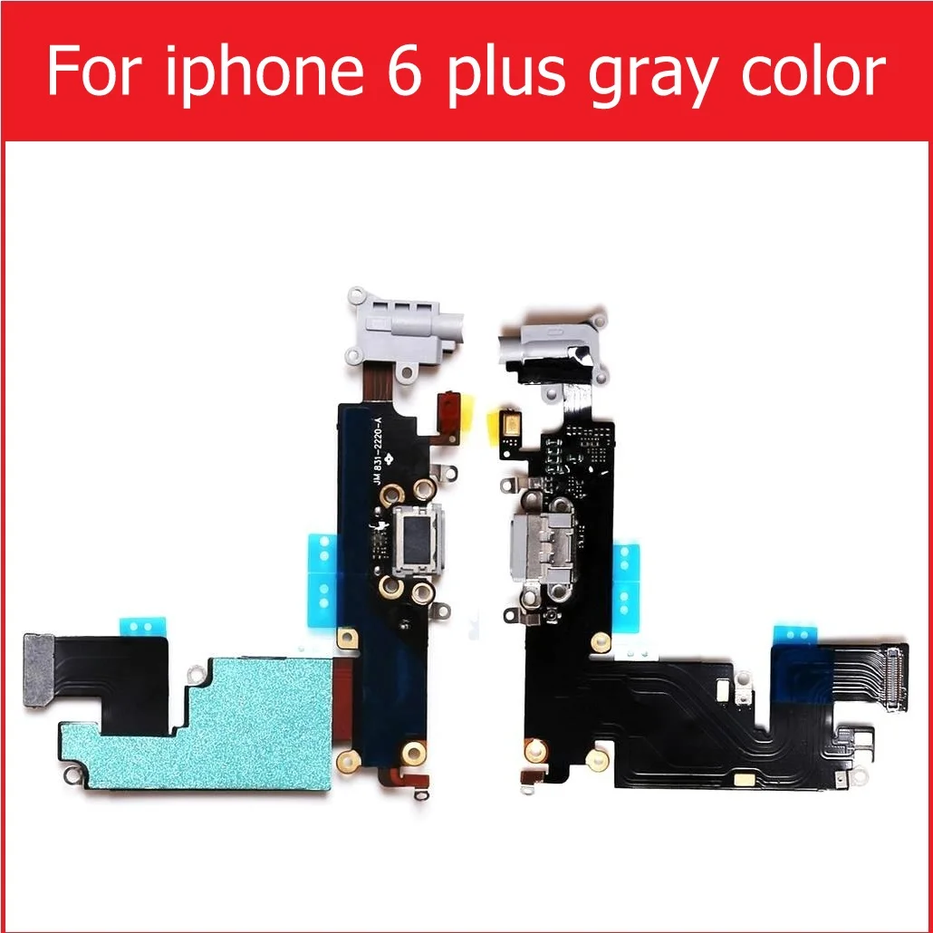 The USB Charger Connector Flex Cable For iPhone 6 6S plus headphone audio jack port connector flex cable dark gray white Wholesa