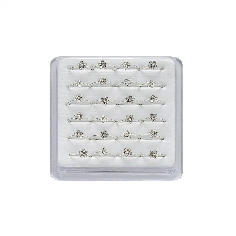 Настоящее стерлингового серебра 925 кольцо для носа модный пирсинг ювелирные изделия для носа для женщин девочек сексуальные подарки 24 шт./компл. горячая распродажа - Окраска металла: white 24