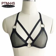 Жгуты в форме пентаграммы женское соблазнительное кружевное бралет, эластичный отрегулировать топы из ремешков Throug бикини эротический БДСМ бандаж, портупея бюстгальтер