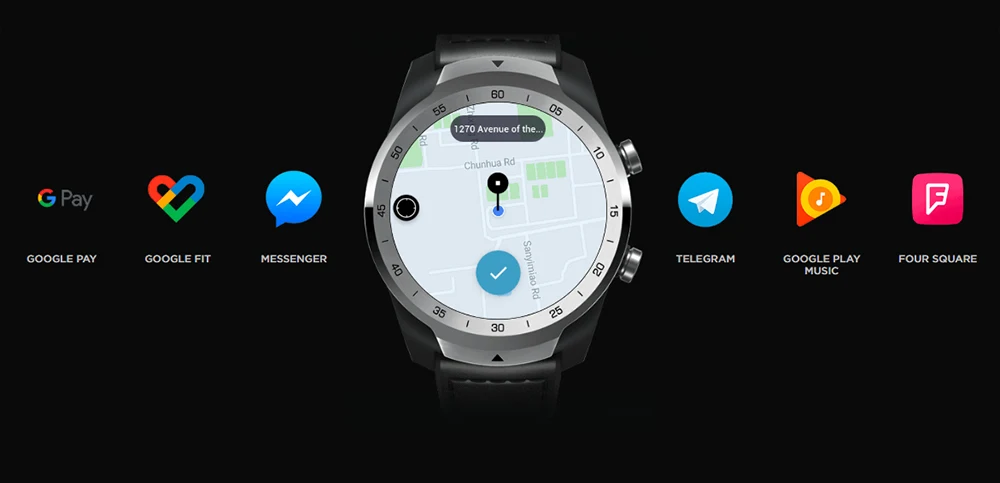 Оригинальные умные часы Global Ticwatch Pro, Bluetooth, gps, с ОС NFC, Google Pay, многослойный дисплей, Google Assistant, IP68, долгий режим ожидания