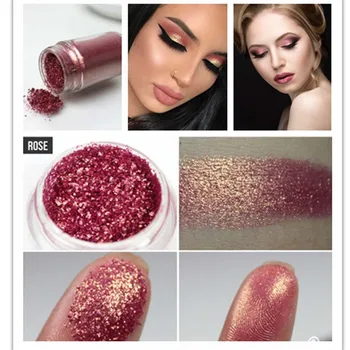 

Calance diamond shimmer glitter eyeshadow flash powder pigment waterprooof long lasting rose metallic shimmer eyeshadow HF010