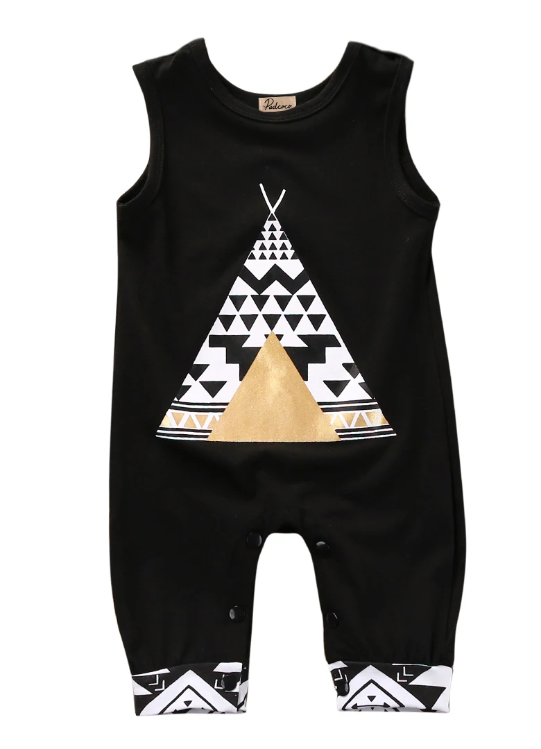 

2017 New Summer Newborn Infant Baby Boy Girl Bodysuit Cotton Sleeveless Cute Fox Black Loose Bodysuit Baby Clothes Outfits