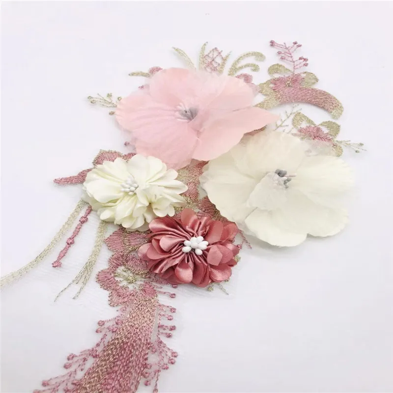 Вышитый цветок патч Вышивка бисером аппликация гипюровые нашивки для одежды свадебное платье