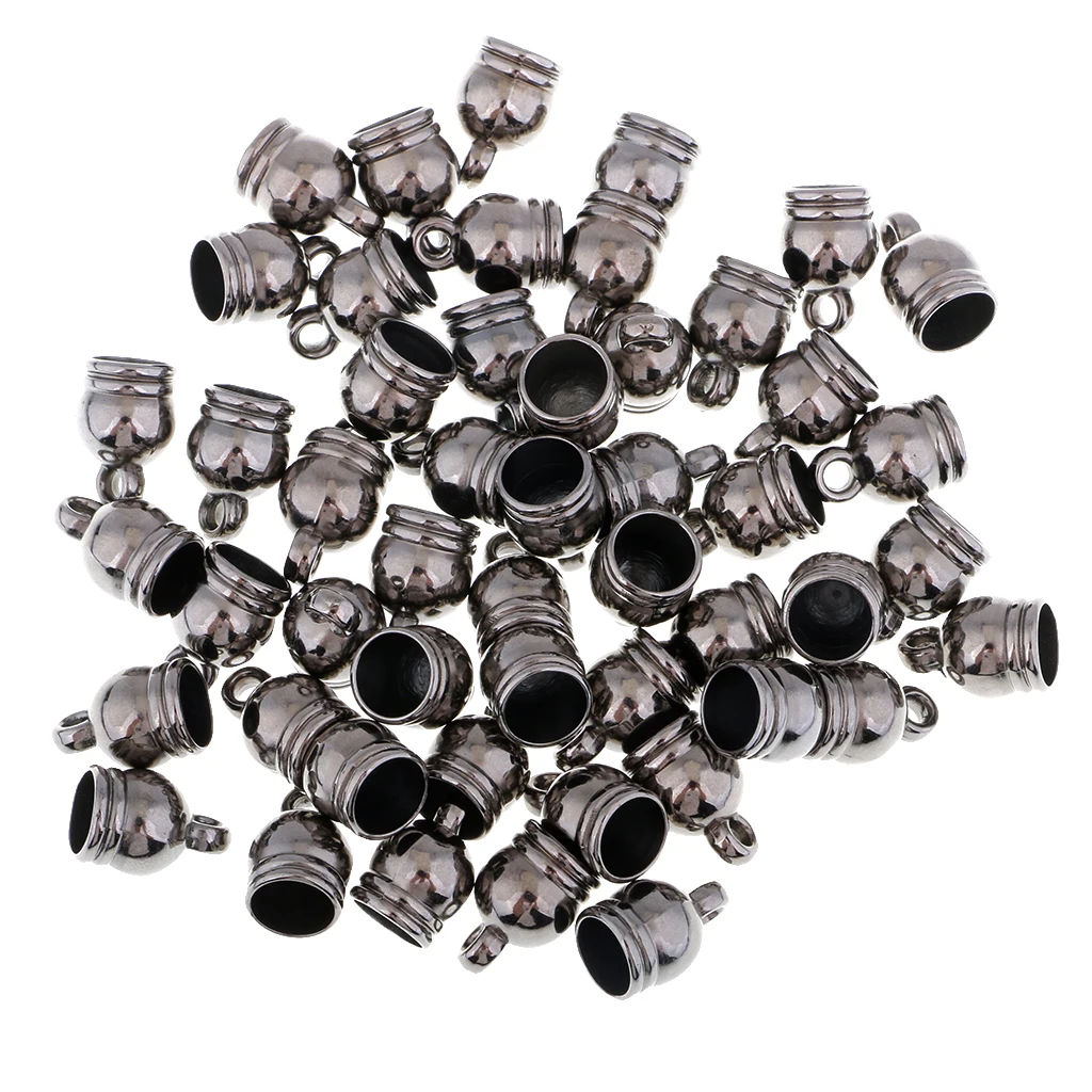 50 Pieces Charms Bead End Caps Stopper Fit 8mm Cord Leather Craft Necklace Bracelet for Leather Braids Jewelry Making