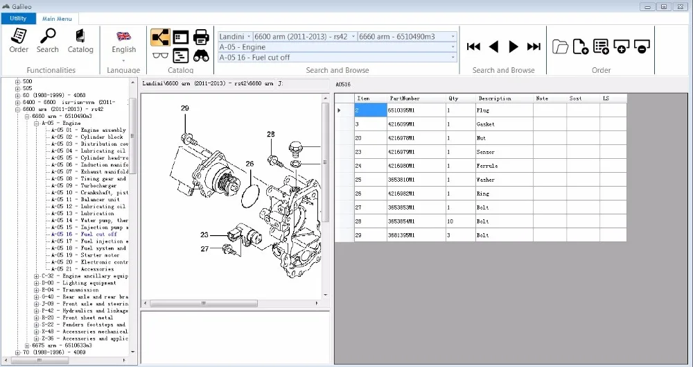 Landini EPC Galileo v8.0-каталог запасных частей для тракторов Landini