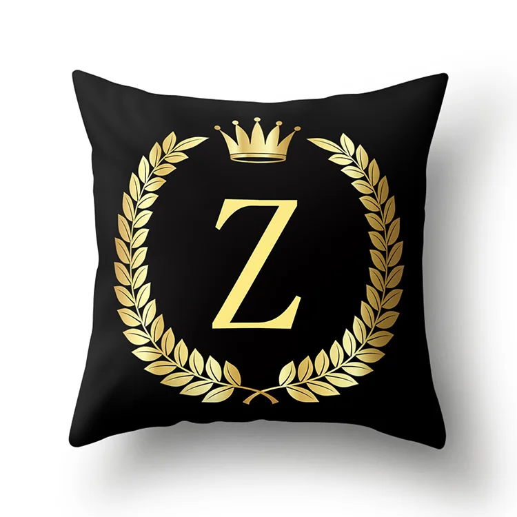 RIANCY черный золотой буквы Корона чехол для подушки из полиэстера декоративные подушки для дивана декоративная наволочка для подушки 40553 - Цвет: Z