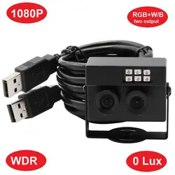 Без искажений Двойной объектив USB2.0 Камера HD 1080 P OTG UVC Plug & Play RGB B/W выход инфракрасный, с USB веб-камера для Android Linux, windows