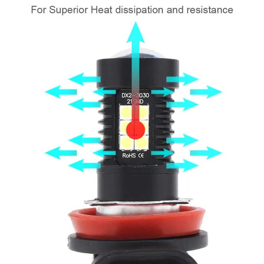 2 шт 12V H8 H11 Автомобильные светодиодные лампы 1200LM 6500 K-7500 K белый автомобильный светильник, вождения, бега, Светодиодный прожектор лампы