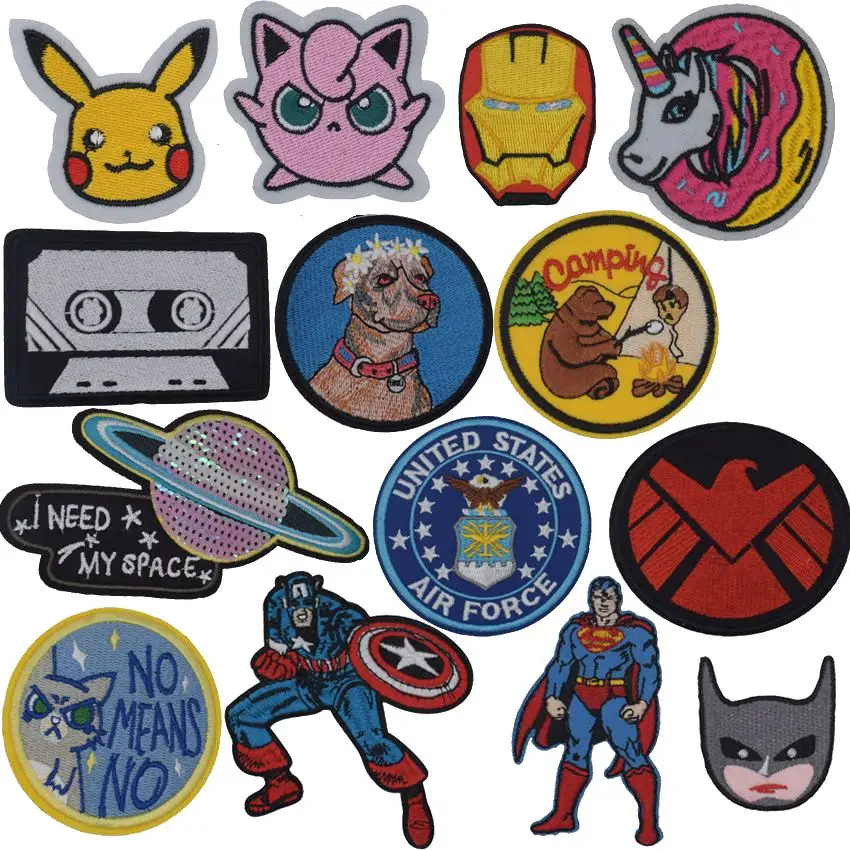

Batman Unicorn Pikachu Superhero Avengers Spiderman Tape Patches for Clothing Iron Applique Clothes Badge Stickers Jeans DIY