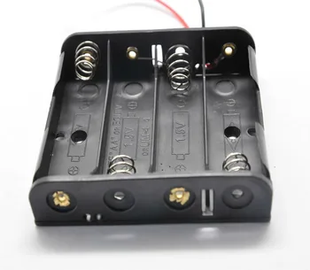 

1 Piece Battery Storage Case Box Holder 4 * AA 1.5v Series 6v Battery Holder Boxes Cases Black No cover No switch