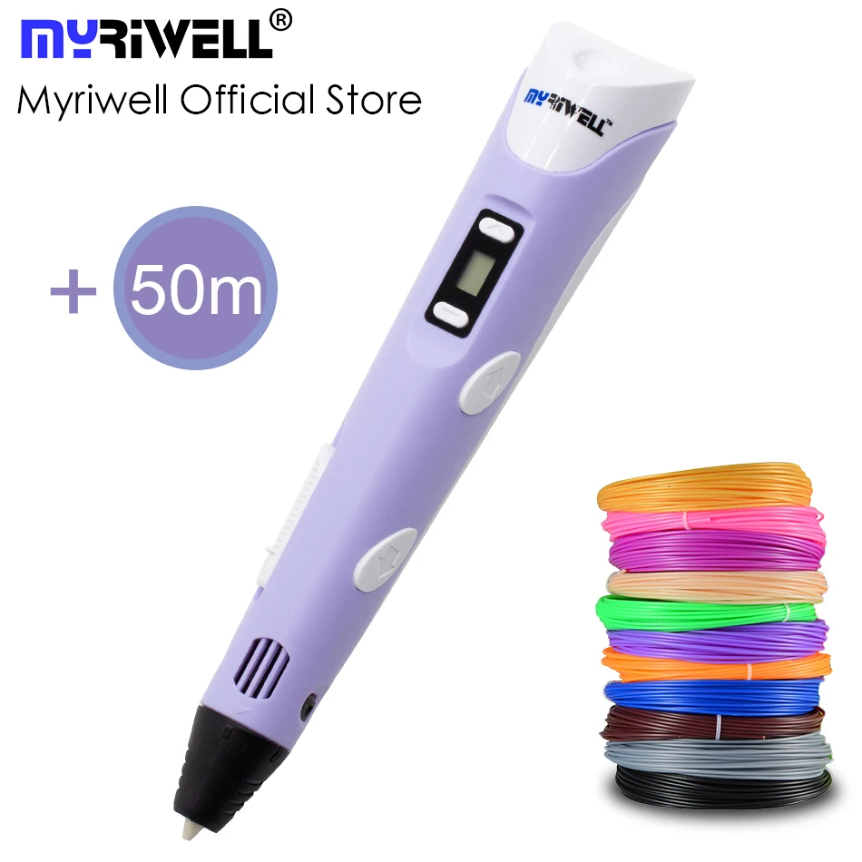 Myriwell 3D القلم 3D طابعة القلم 3D الطباعة قلم رسم مع 50 متر 10 اللون خيط ABS ماجيك صانع الفنون للطلاب هدية