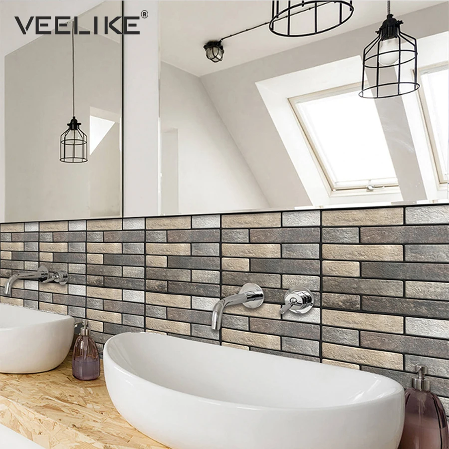 Beste 3D Baksteen Steen Keuken Backsplash Tegel Schil en Stok PVC Zelfklevende Behang voor Badkamer Woonkamer Home Decor Muur papier