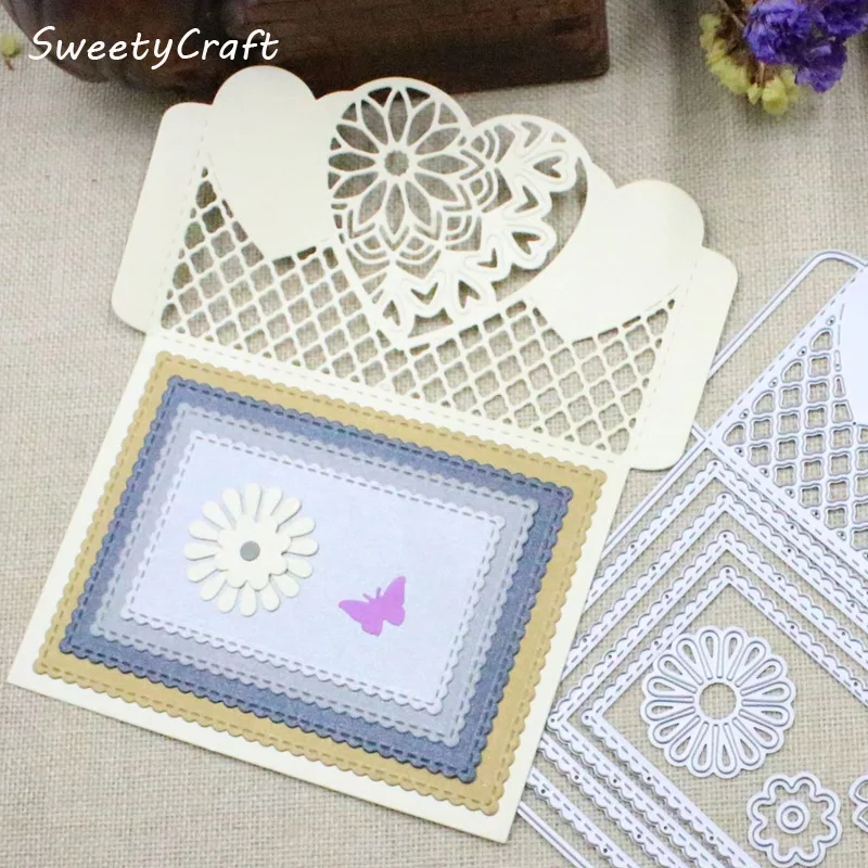 

Dies Scrapbooking Flower Net Heart Stitch Metal Cutting Dies New 2018 Stamp Die Cut Craft Embossing Card Making Frame Background