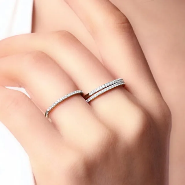 Donne di Modo di Micro-fine Intarsiato Zircone Cerchio Anello Dell'acciaio Inoss Donne di Modo di Micro-fine Intarsiato Zircone Cerchio Anello Dell'acciaio Inoss