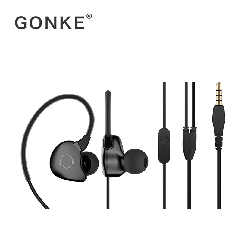 Дешевый GONKE 3,5 мм металла Проводной Наушники Hi Fi стерео бас наушники с микрофоном для телефона компьютера гарнитура