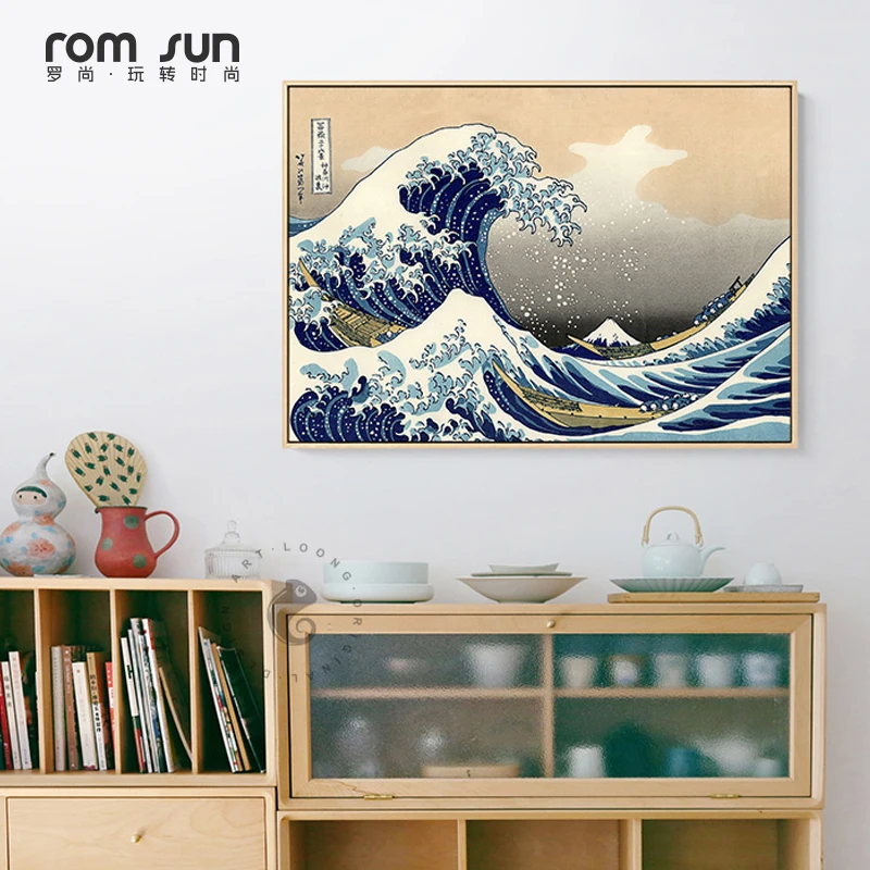 Абстрактные японские плакаты восход солнца большая волна канагава плакат Популярный Морской пейзаж японского аниме для украшения спальни деко