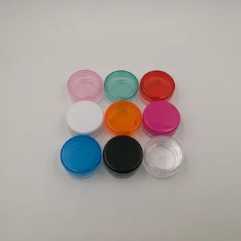 

20pcs/lot 3g refillable container clear plastic mini cream jar with colorful cap