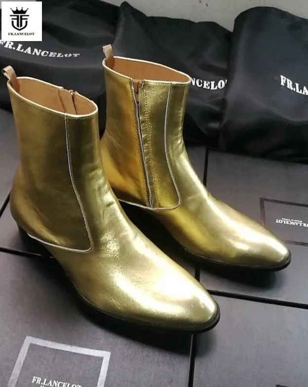 gold ankle boots