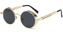 100PCS Vintage Women and men Steampunk Sunglasses Brand Design Round Sunglasses resin