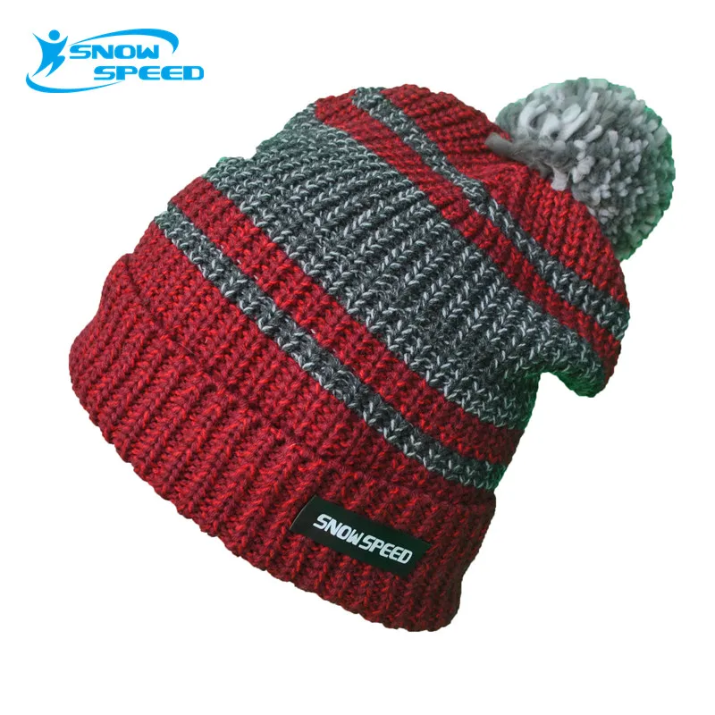 

Winter Warm Thick Acrylic Ski Hat Red Color Climbing Hats