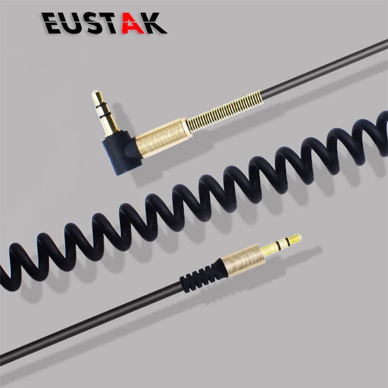 Eustak 3.5mm audio Aux Cable Jack 3.5 to Jack Plated 90 Degree Angle Audio Cable male to female for Car for iphone for Headset