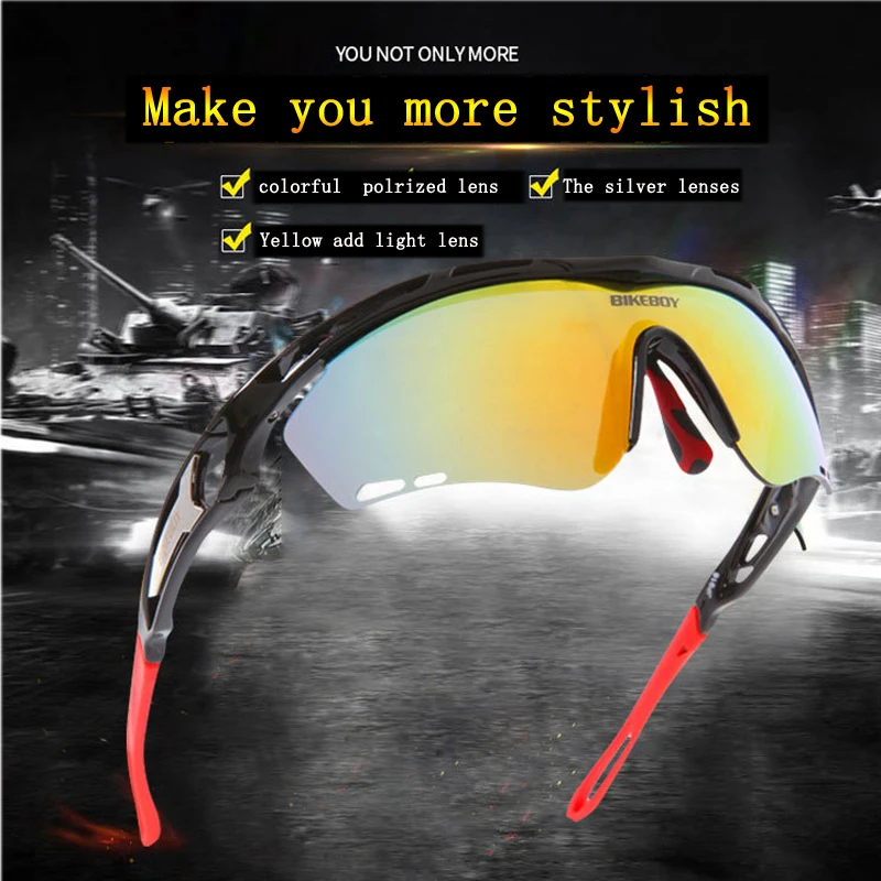  Polarized discoloration Cycling Glasses 3 Lens Myopia Frame Bike Outdoor Sports Bicycle Sunglasses 