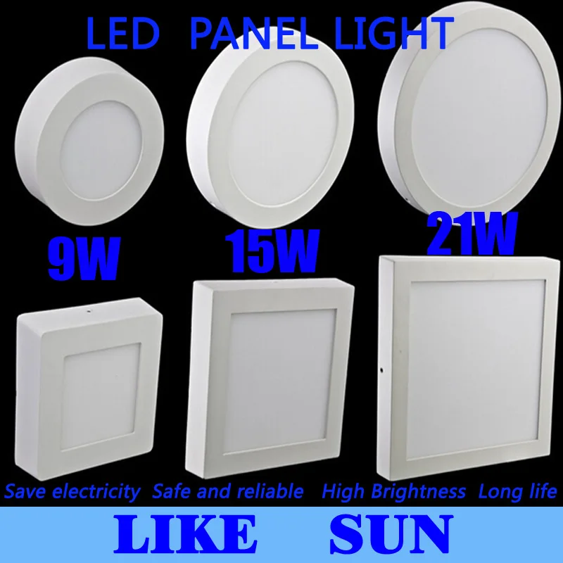 

Free shipping 9W/15W/21W Round/Square Led Panel Light Surface Mounted Downlight lighting Led ceiling down AC 110-240V + Driver