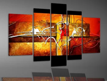 

100% Hand made mellow colour High Q. Abstract Wall Decor Landscape Oil Painting on canvas 5pcs/set mixorde Framed