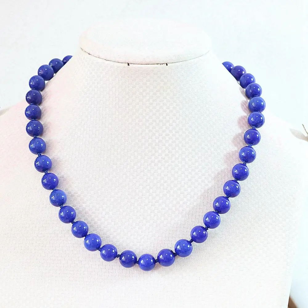 

Charming!10mm Egyptian Lapis Lazuli Round Beads Necklace 18