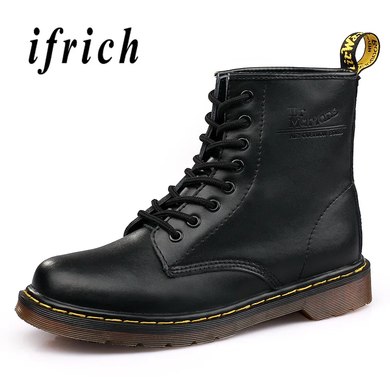 

Spring 2019 Martins Boots For Men Designer Leather Mens Boots Luxury Brand Big Size Work Shoes Fashion Rubber Men Casual Boots