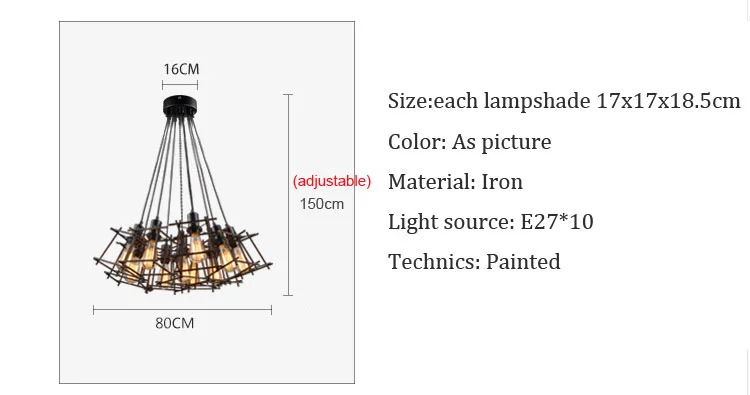 Лофт Винтаж мульти головки железная люстра ресторан клуб hell огни столовая кафе droplight бар магазин одежды подвесной светильник