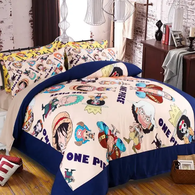 Japanese Cartoon ONE PIECE Anime Bedding Sets Twin Queen King Size Flat Bed Sheets Duvet Cover