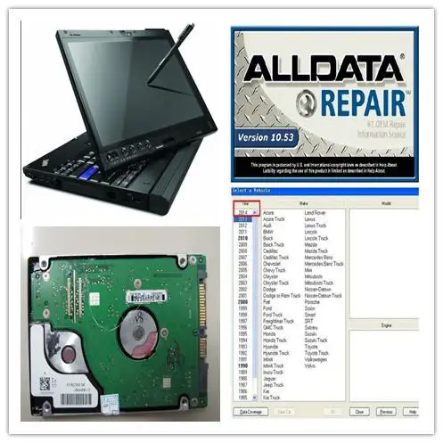 Авто ремонт программного обеспечения V10.53 программное обеспечение для ремонта ALLDATA+ mitchell в 1 ТБ HDD установлен хорошо в X200T Ноутбук готов к использованию