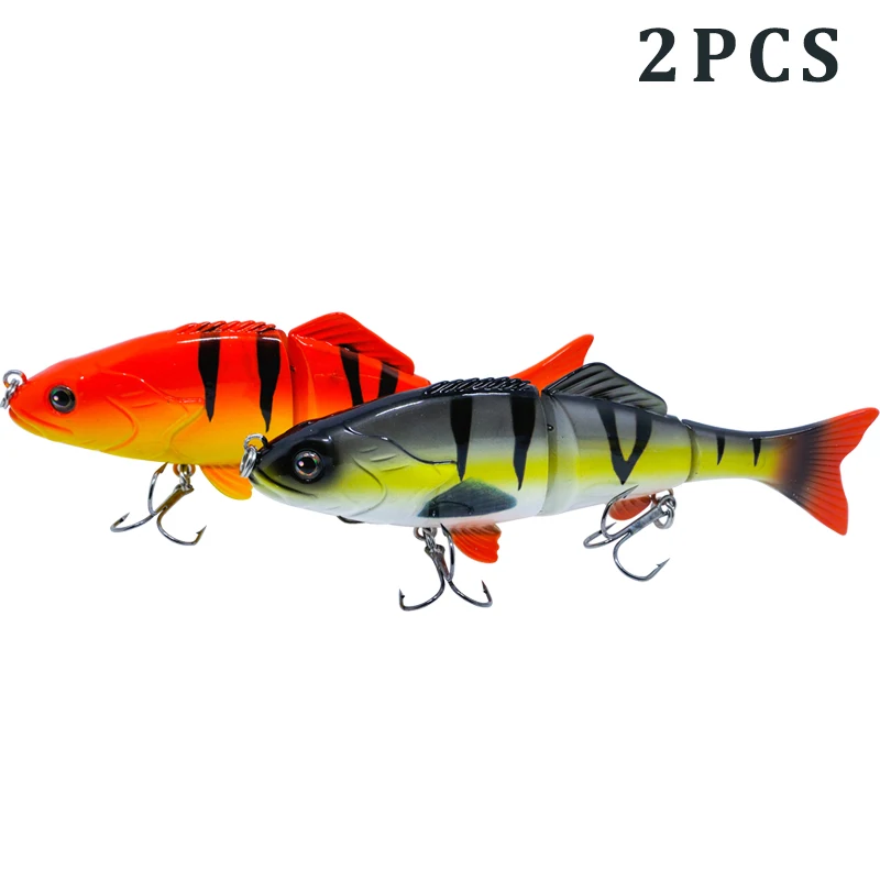 

2 PCS Hard Fishing Lure 3 Segments Multi Jointed Swimbait Lifelike Crankbait Sinking Wobblers Artificial Lure 50g 15cm #2 Hook