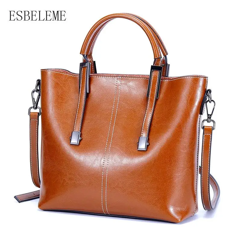 Large Brown Leather Tote Handbag