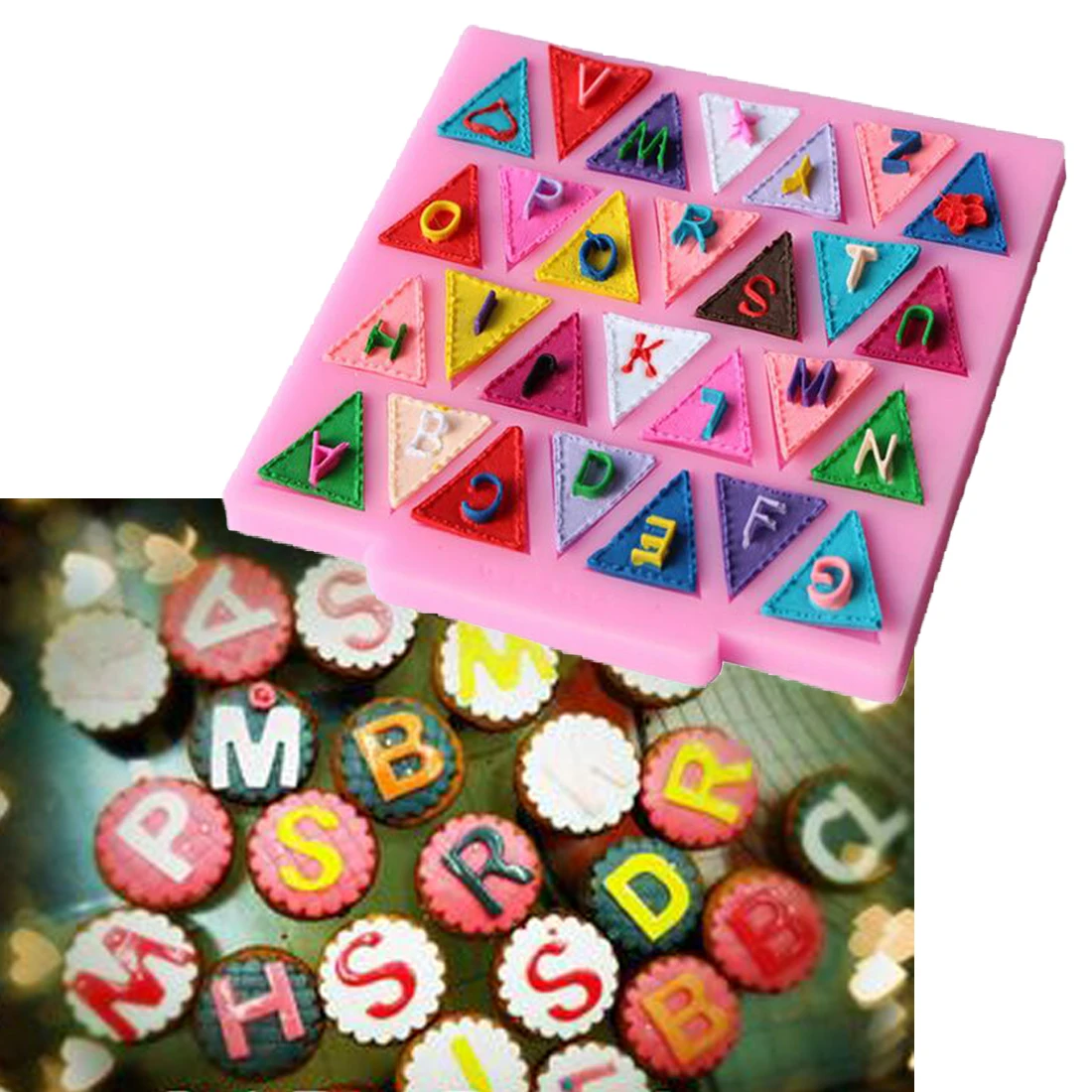 

3D Flag Shape 26 English Letters Molds Silicone Mold Fondant Cakes Decorating Tools Mold DIY Gum Paste Kitchen Bake ware