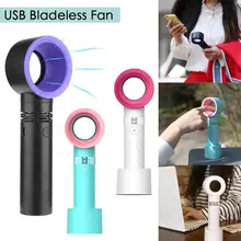 

3 Speeds Level LED Indicator Mini Handheld USB Rechargeable Bladeless Fan Portable Air Cooler Device safe and practical