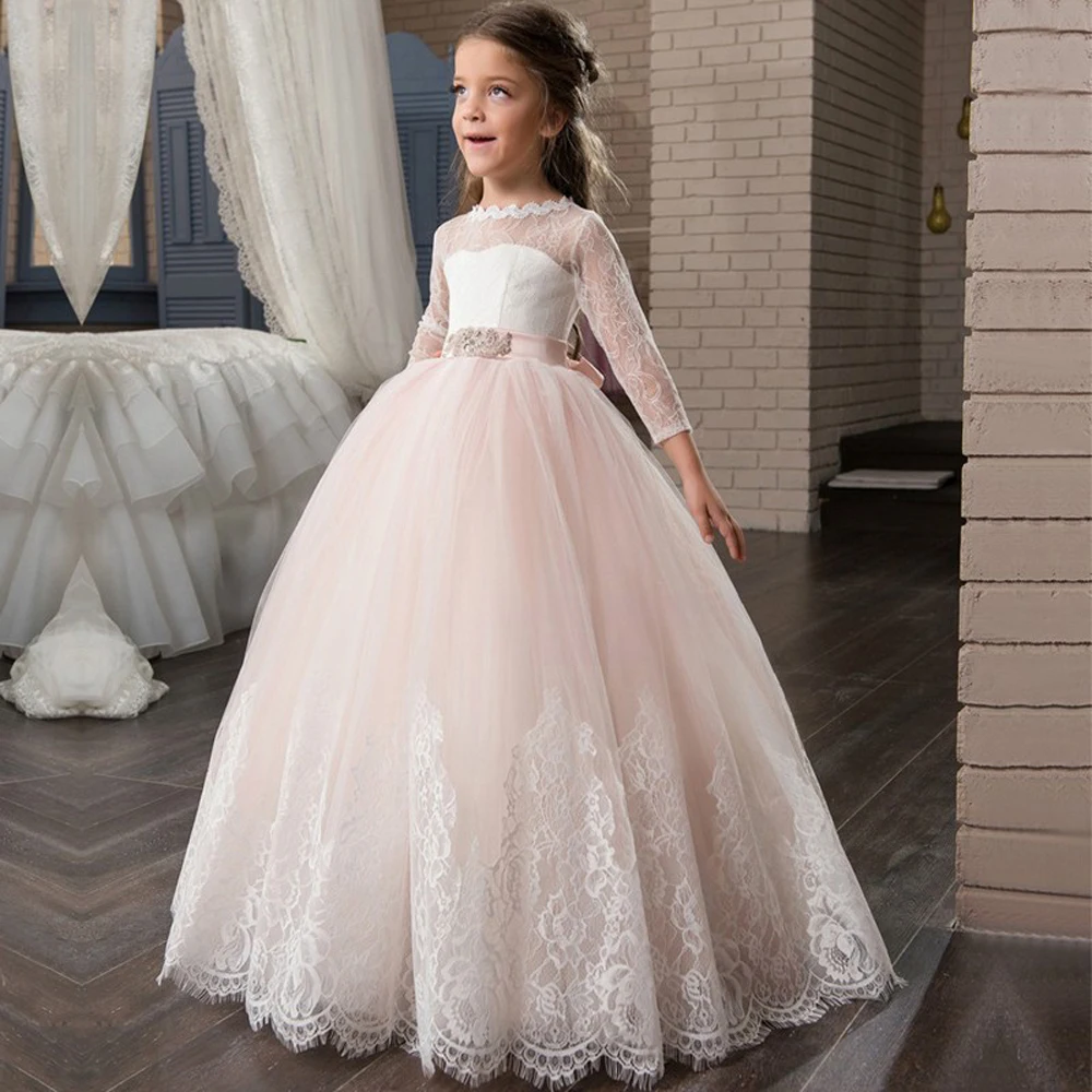 Lace Three Quarter Flower Girls Dresses Ball Gown Tutu 2017 Ruffles ...