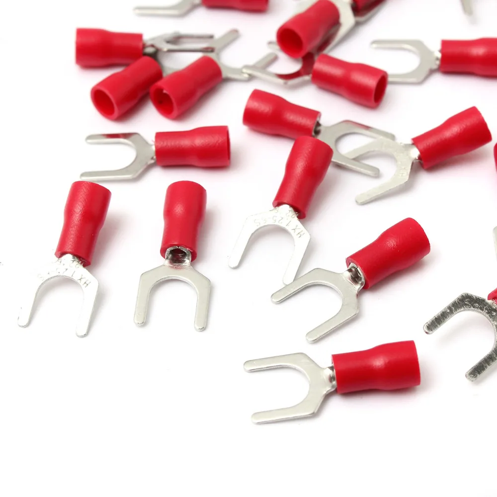 25 шт. Красный изолированный вилка провода разъем электрические обжимные клеммы 0,5-1,5 мм 22-16AWG 6,4 м 5,3 мм 4,3 мм 3,2 мм