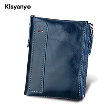 Klsyanyo Genuine Leather Man Women Wallet Purses neutral Rfid Money Bags Wallet With Ladies Card Coin