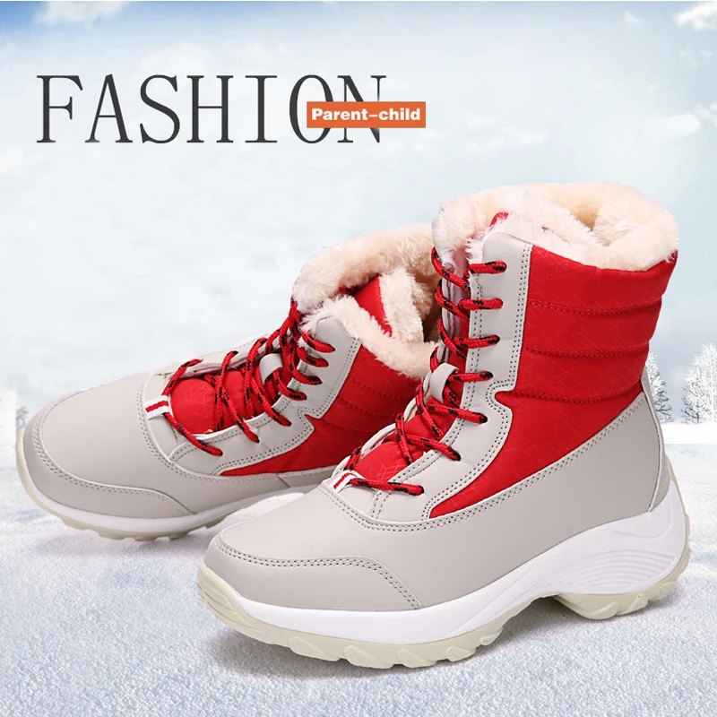 

2019 Winter Fashion Kids Boots For Girls Boys Snow boots Parent-child shoes warm plush soft bottom Children Shoes Snow For Girls