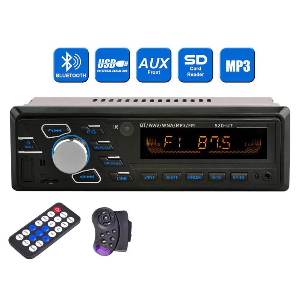 1 DIN автомобильный Радио стерео USB/SD головное устройство в тире Bluetooth аудио MP3 плеер Bluetooth радио SD MP3 зарядное устройство для автомобиля с радио
