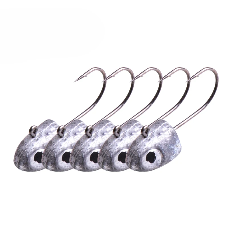 5pcs Jig head Lead hook 0.9g 1.5g 1.6cm 1.8cm Metal fly fishing hook for Soft Lure worm Barbed Hooks fishing accessories pesca