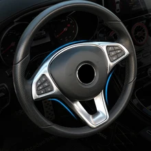 Refit ABS sticker steering wheel button trim decorative frame sticker accessories for Mercedes Benz W205 W213