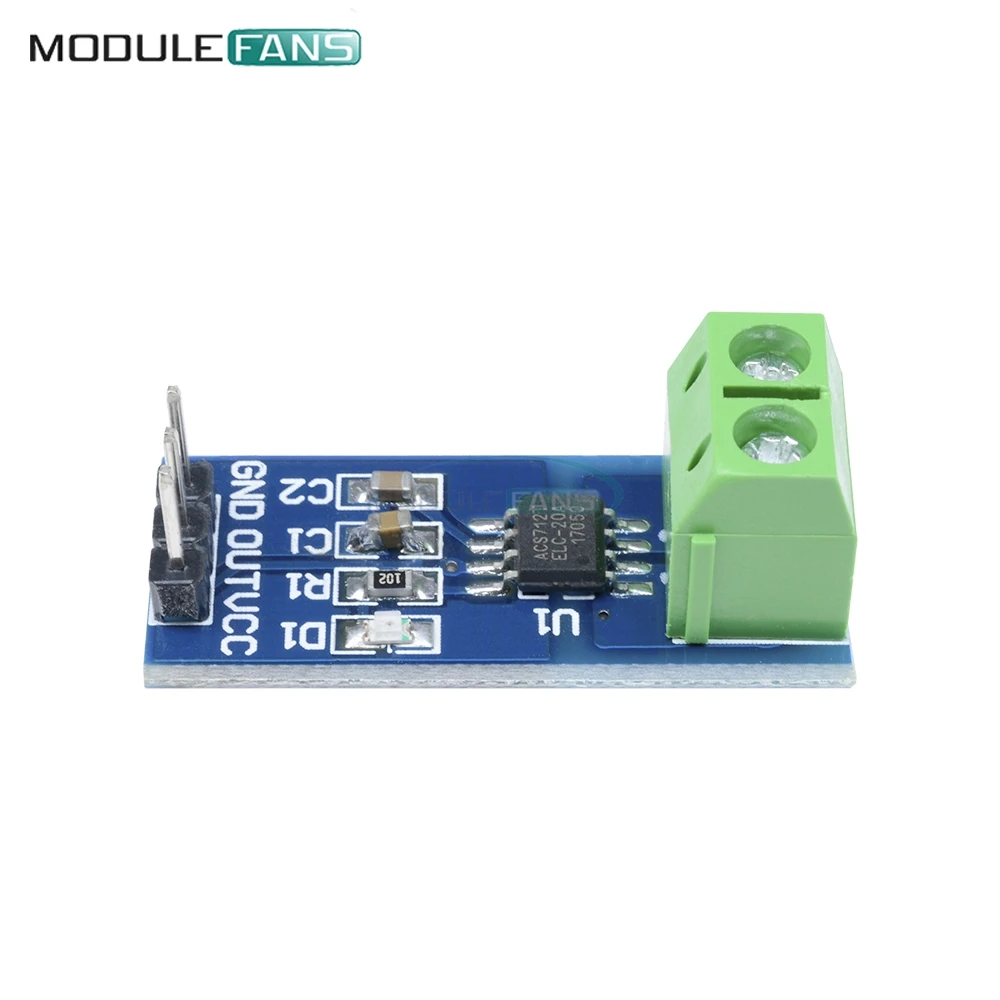 Плата модуля датчика тока Холла ACS712 20A для Arduino ACS712ELC Pin 5V плата индикатора питания