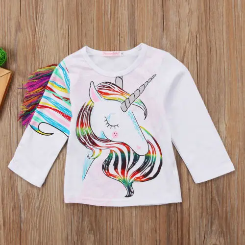 Unicorn Pattern Long Sleeve Tops Clothes 1-6y