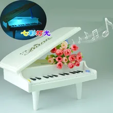 Mini Simulation Piano Toy Pre-school Music Instrument Toy White Colorful Lights Musical Piano Toy Early Childhood Education