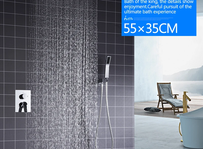 Bathroom Faucets 3555cm Air Pressured Water Saving Shower head Set Brass Chrome Wall Mounted Mixer Controller Shower System (3)